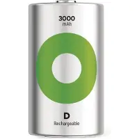 GP Batteries Recyko 3000 D, 3000 mAh, Nikkel-Metalhydrid (NiMH), D, 1,2 V, Grøn, Sølv, 2 stk