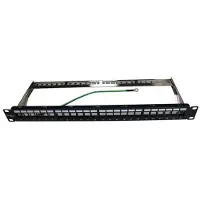SOLAR PLUS INFRALAN Patchpanel 19 1HE, 24 porte for Csslr Plus UTP / FTP Tool-less keystone konnektor, sort incl. 4mm² jordledning