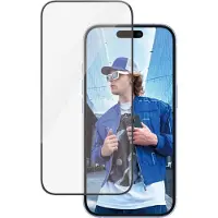 PanzerGlass - Skærmbeskytter for mobiltelefon - ultrabred pasform - glas - rammefarve sort - for Apple iPhone 15, 16