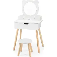 Viga Toys Viga Medinė Makiažo Staliukas Su Veidrodžiu Baltas