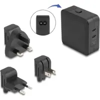 DeLOCK - Strømforsyningsadapter - AC 100-240 V - 65 Watt - output-stikforbindelser: 2 - sort