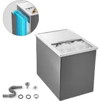 Vevor køleboks til drop-in, 455 x 305 x 385 mm, rustfrit stål køleboks til drop-in, 27,1 l professionel isbeholder med skydelåg til udendørs brug, afløbsrørssæt inkluderet, til kold vin og øl