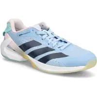 Adidas Damesko Courterblast Adizero indendørs bane sko Glow Blue/Shadow Navy/Clear Pink