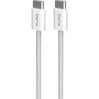 Puro PUCCCFABK415MTBEG, 1,5 m, USB C, USB C, USB 2.0, Beige, Hvid