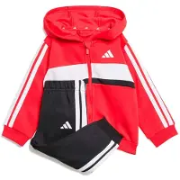 Adidas Træningsdragt 'ESSENTIALS TIBERIO 3 STRIPES FLEECE' knaldrød / sort / hvid