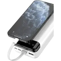 Dudao K6Pro+ 20000mAh powerbank med 3 kabler: USB Type C, micro USB, Lightning - sort