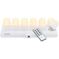 Securit AMSTERDAM LED WHITE Fyrfadslys, med 12 stk. inkl. ladestation og fjernbetjening