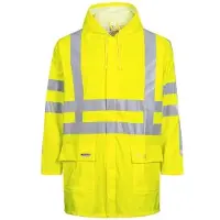 Lyngsøe Rainwear Lyngsøe regnjakke L - Hi-vis gul, vind & vandtæt, fast hætte m/snøre, LR55