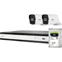 ABUS Komplett-Set mit 2 PoE Mini Tube-Kameras + Rekorder TVVR36423T IP-Overvågningskamera-sæt LAN 1920 x 1080 Pixel