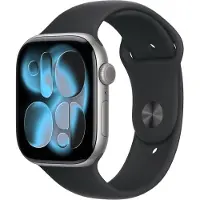Apple Watch Series 11 GPS 46mm Space grey aluminium MEV44 M/L Sort Sport Band