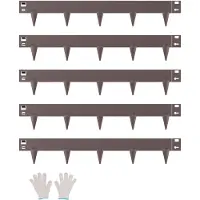 Vevor Stål Landskabskant, 5 pakker 39 x 3 tommer Rustbestandig Metal Landskabskant, Bøjelig Havekant, Kraftig Plænekant, Nem at Installere, Blomsterbed Havestideler Brun