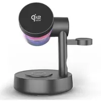 Mtp Products QI2.2 25W magnetisk trådløs opladningsstation med Bluetooth-højttaler og RGB - sort