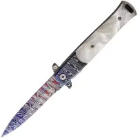 ElitEdge Damascus Etched Linerlock A/O
