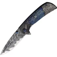 ElitEdge Damascus Etched Linerlock A/O
