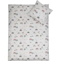 Licens Sengetøj med dyr - 100% bomuld - Junior sengetøj 100x140 cm - Bondegårdsmotiv