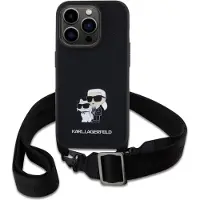 Karl Lagerfeld Saffiano Crossbody Strap Metal Karl And Choupette Iphone 15 Pro Telefon Etui