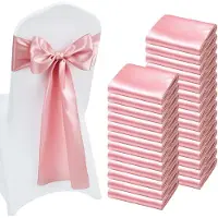 Vevor Satin Stolebånd Sløjfer, 100 stk. Stolebånd Slips Bagpå Skærf, 7 x 108 tommer, Rosaguld Bryllupsreception Dekoration, Til Bryllupsceremoni Babyshower Fest Begivenheder Banket Stolebetræk Dekorat