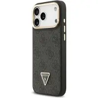 GUESS 4G PU-etui m. trekantet logo, kamerastativ & MagSafe til iPhone 17 Pro Max – Sort
