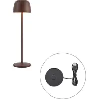 QAZQA Bordlampe rustbrun inkl. LED genopladelig med ladestation IP65 - Raika