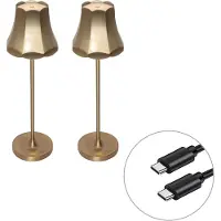 QAZQA Sæt med 2 Retro Bordlamper Rosenguld Genopladelige IP44 - Granny