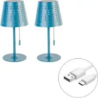 QAZQA Sæt med 2 bordlamper blå incl. LED 3-trins dæmpbar genopladelig og solcelle - Ferre