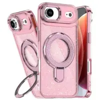 Mtp Products iPhone Air Glitter Hybrid Cover med Kickstand - MagSafe-kompatibel - Pink