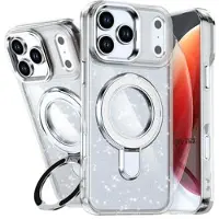 Mtp Products iPhone 17 Pro Max Glitter Hybrid cover med kickstand - MagSafe-kompatibel - Gennemsigtig