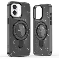 Mtp Products iPhone 16 Glitter Hybrid cover med kickstand - MagSafe-kompatibel - Sort
