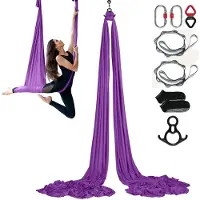 Vevor Aerial Silk &amp; Yoga Gynge, 8,7 Yards, Aerial Yoga Hængekøje Sæt med 100gsm Nylonstof, Fuld Rigging Hardware &amp; Nem Opsætningsvejledning, Antigravity Flying til Alle Niveauer Fitness Bodybu