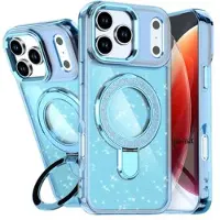 Mtp Products iPhone 17 Pro Max Glitter Hybrid cover med kickstand - MagSafe-kompatibel - Blå