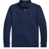 Ralph Lauren Polo Ralph Laurentil mænd. 710681126038 Slim fit marineblå piqué polo shirt (S), Casual, Bomuld, Lange ærmer