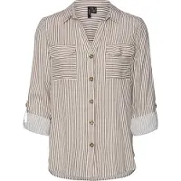 Vero Moda Bluse 'Bumpy' lysebrun / hvid