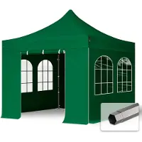 TOOLPORT 3x3m, stål, easy-up-pavillon, 4 sidedele, mørkegrøn
