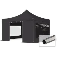 TOOLPORT 4x4m, stål, easy-up-pavillon, 4 sidedele, sort