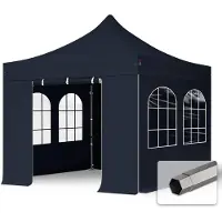 TOOLPORT 3x3m, stål, easy-up-pavillon, 4 sidedele, sort