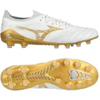 Mizuno Morelia Neo IV Beta Elite FG Bright Gold - Hvid/Guld/Grå - Græs (FG), størrelse 40