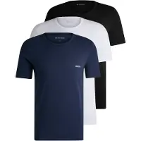 BOSS BOSStil mænd. 50475284 Pakke med 3 T-shirts RN Classic sort, blå, hvid (S), Afslappet, Grå, Bomuld, Korte ærmer