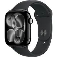 Apple Watch Series 11 GPS + Cellular 46mm Jet Black Aluminium Case with Black Sport Band - S/M