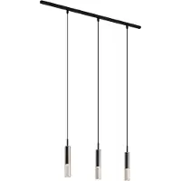 QAZQA Moderne skinnesystem sort med 3 pendellamper sort med røgglas 1-faset - Slimline Loyce