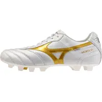 Mizuno Morelia II Made in Japan FG - Hvid/Guld/Sølv - Græs (FG), størrelse 44