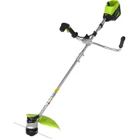 Greenworks GD60BCB, Græstrimmer, 40 cm, Nylonlinje, U-type håndtag, 2 mm, Sort, Grøn, Sølv