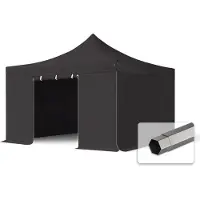 TOOLPORT 4x4m, stål, easy-up-pavillon, 4 sidedele, sort