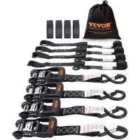 Vevor Skraldestropper (4 stk.), 5208 lb maks. brudstyrke, inkluderer 4 premium 1,6" x 8' skraldestropper med polstrede håndtag, til flytning af last, apparater, haveudstyr, motorcykel