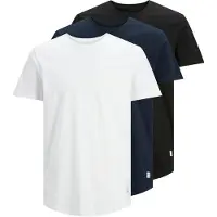 Jack & Jones 3-pak Long Line Fit Ensfarvet T-shirt