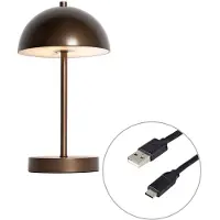 QAZQA Udendørs bordlampe mørk bronze genopladelig inkl. LED 3-trins dæmpbar - Keira