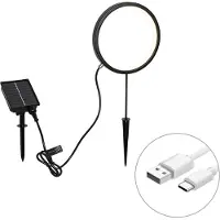 QAZQA Piggelys sort 50 cm inkl. genopladelig og solcelledrevet LED IP65 - Adalind