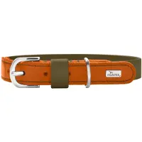 Hunter -krave Wolmar BioThane x læder, khaki/orange - Størrelse M: 55 cm lang, 24 mm bred
