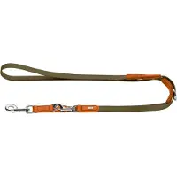 Hunter Justerbar snor Wolmar BioThane x læder, khaki/orange - 200 cm lang, 19 mm bred