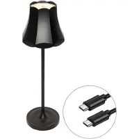 QAZQA Retro bordlampe sort genopladelig IP44 - Granny