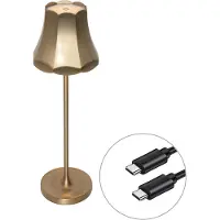 QAZQA Retro bordlampe guld genopladelig IP44 - Granny